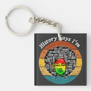 Black Afro Woman Melanin Girl Black History Month Key Ring