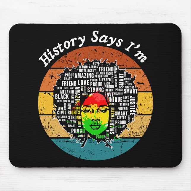 Black Afro Woman Melanin Girl Black History Month Mouse Mat (Front)