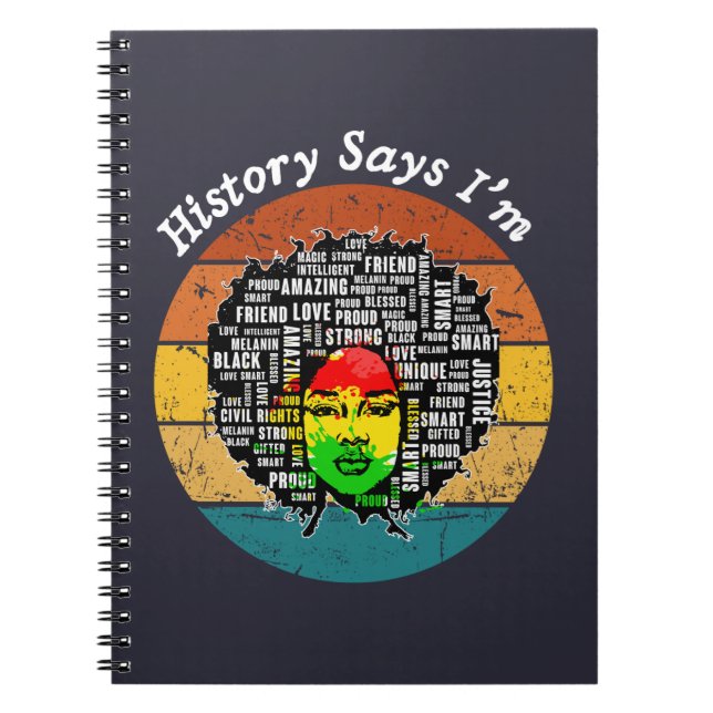 Black Afro Woman Melanin Girl Black History Month Notebook (Front)