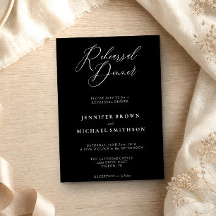 Black After Wedding Reception Rehearsal Dinner Invitation