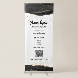 *~* Black Agate Glitter Spa QR Beauty Girly Chic Retractable Banner