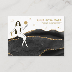 *~* Black Agate - Goddess Celestial Gold Glitter Business Card
