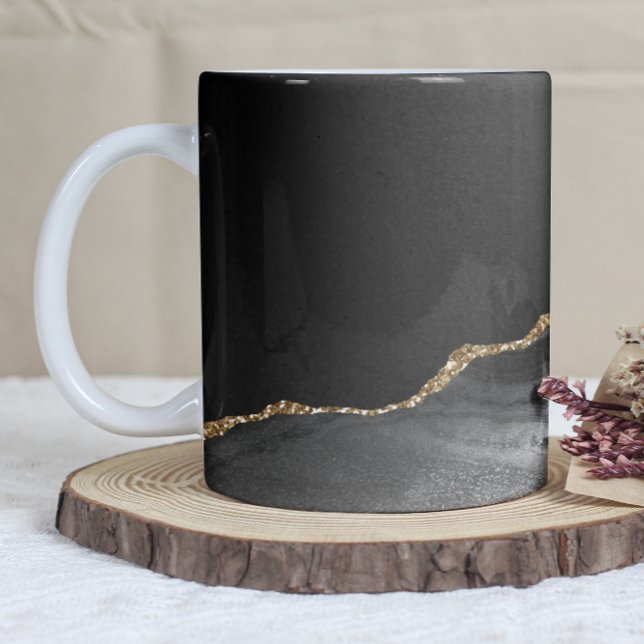 Black Agate Gold Glitter Coffee Mug (Creator Uploaded)