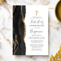 Black Agate Gold Glitter First Holy Communion