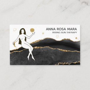 *~* Black Agate Gold Glitter - Goddess Celestial Business Card