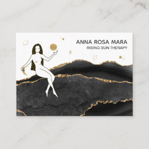 *~* Black Agate - Gold Glitter Goddess Celestial Business Card