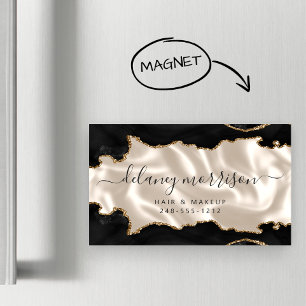 Black Agate Gold Glitter Ivory Luxury Magnetic Business Card