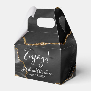 Black Agate Gold Glitter Wedding Favour Boxes