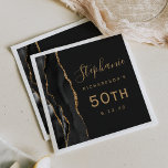 Black Agate Gold Script Dark 50th Birthday Napkin<br><div class="desc">These elegant modern 50th birthday party napkins feature a black watercolor agate design trimmed with faux gold glitter. Easily customise the text in gold-coloured handwriting script and copperplate font on an off-black background.</div>