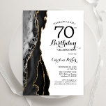 Black Agate Gold White 70th Birthday Invitation<br><div class="desc">Black,  white and gold agate 70th birthday party invitation. Elegant modern design featuring watercolor agate marble geode background,  faux glitter gold and typography script font. Trendy invite card perfect for a stylish women's bday celebration. Printed Zazzle invitations or instant download digital printable template.</div>