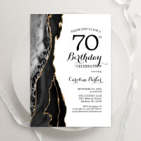 Black Agate Gold White 70th Birthday