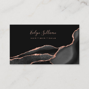 Black Agate rose gold glitter business card