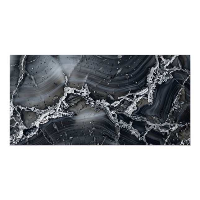 Black Agate Stone Texture Poster (Front)