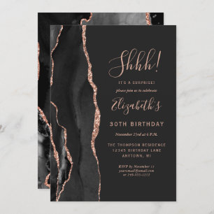 Black Agate Surprise Birthday Party Invitation