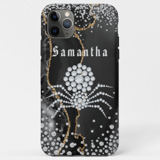 Black Agate with gold & Diamond Accents iPhone 11 Pro Max Case