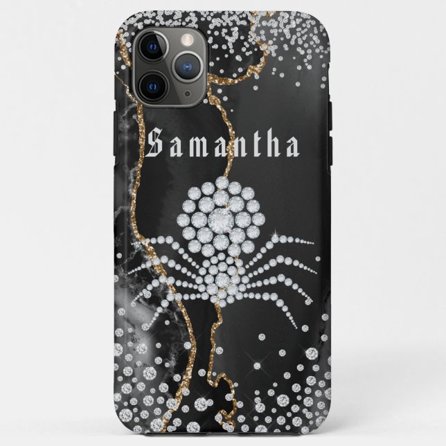 Black Agate with gold & Diamond Accents  Case-Mate iPhone Case (Back)