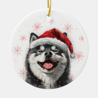 Black Akita Dog Christmas Personalized Ceramic Tree Decoration