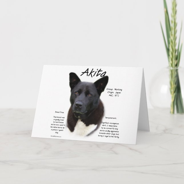 Black Akita History Design Holiday Card (Front)