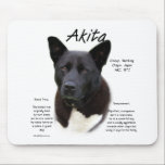 Black Akita History Design Mouse Mat<br><div class="desc">Your favourite AKC dog breed is the black Akita. The Akita is a powerfully built dog originally developed to hunt bears in Japan. The Japanese now use the Akita as a guard dog and police dog. The Akita is a member of the Working group and was first registered by the...</div>