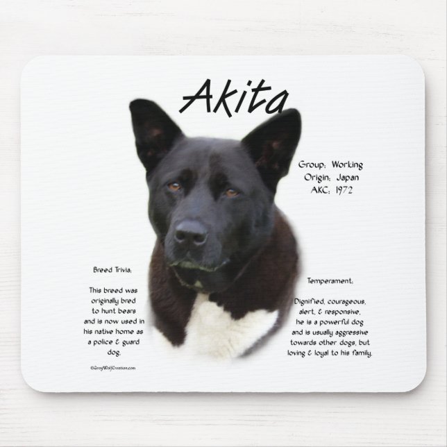 Black Akita History Design Mouse Mat (Front)