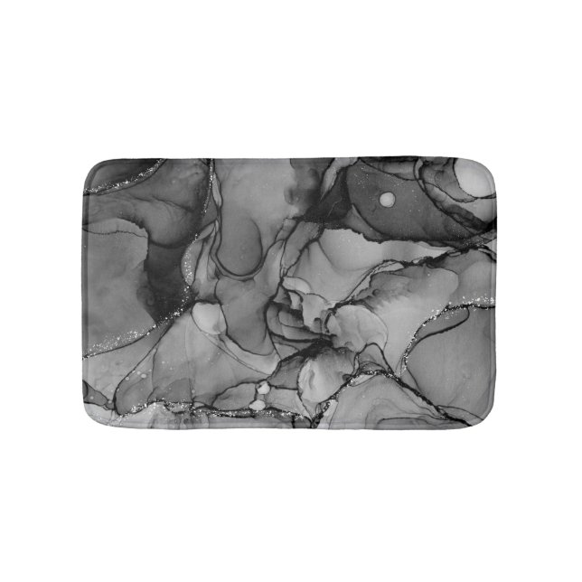 Black alcohol ink bath mat (Front)