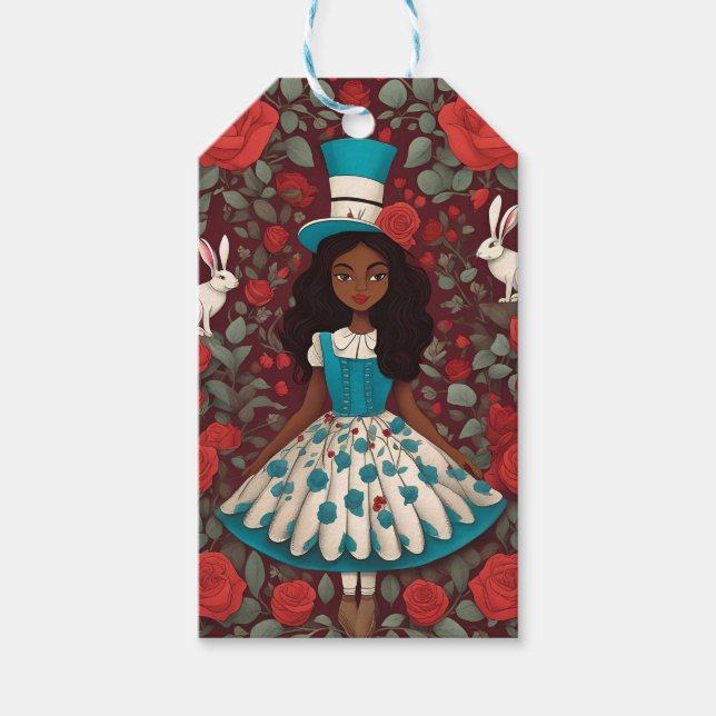 Black Alice in Wonderland Gift Tags (Front)