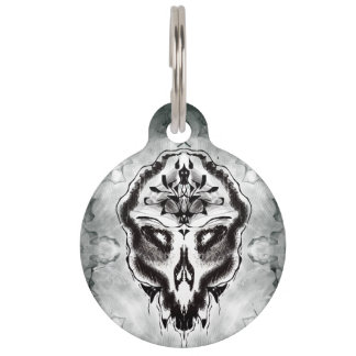 Black Alien Skull Heavy Metal Pet Tag