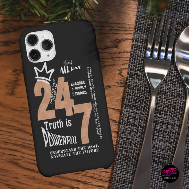 Black All Day 24/7 Slogan Graphic Case-Mate iPhone Case (Truth is powerful. Keep it close.)
