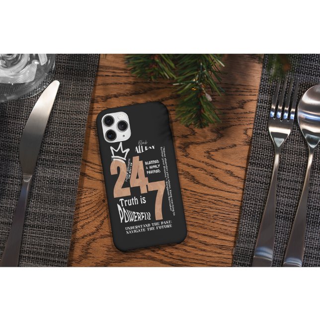 Black All Day 24/7 Slogan Graphic Case-Mate iPhone Case (Creator Uploaded)