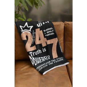 Black All Day 24/7 Slogan Graphic Sherpa Blanket