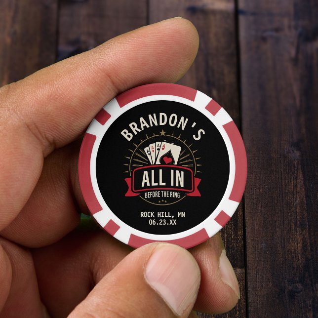 Black "All In Before the Ring" Bachelor Party  Poker Chips (Creator Uploaded)