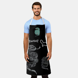 Black All-Over Print Apron Snake Sweet Large