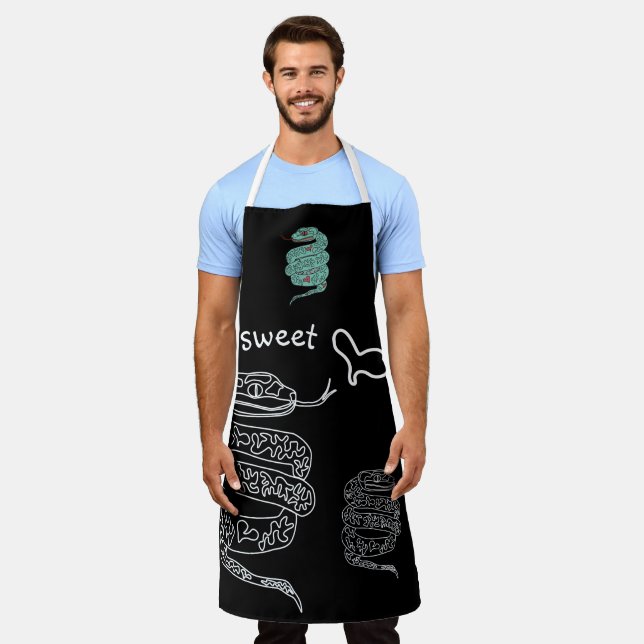 Black All-Over Print Apron Snake Sweet Large (Worn)