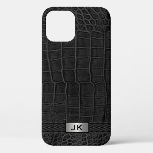Black Alligator Print iPhone 12 Case