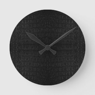 Black Alligator Skin Print New Round Clock