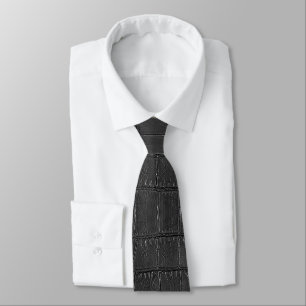 Black Alligator Texture Print Tie