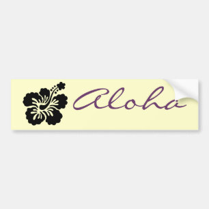 Black aloha flower bumper sticker