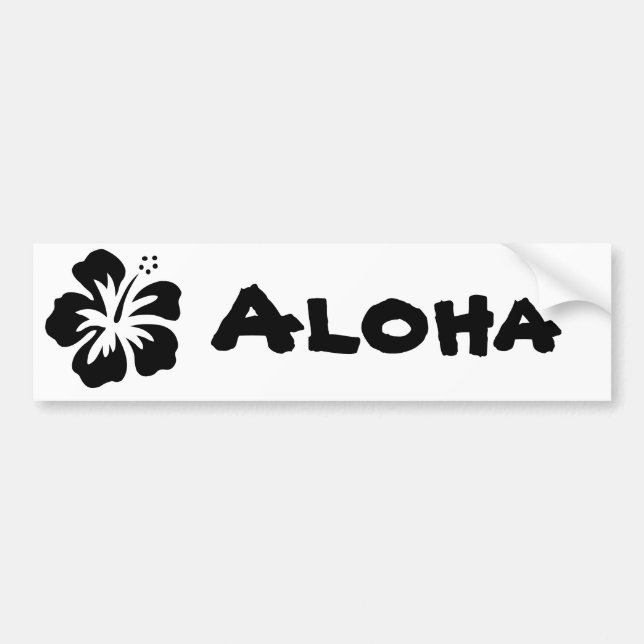 Black aloha flower bumper sticker (Front)