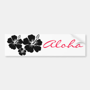 Black aloha flower bumper sticker