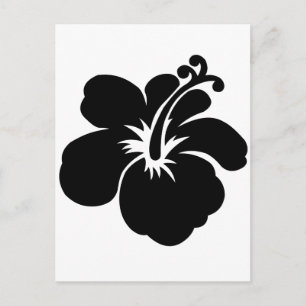 Black aloha flower postcard