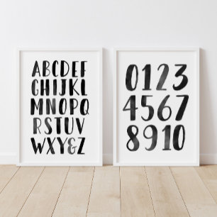 Black Alphabet and Numbers Educational Classroom