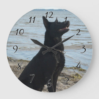 Black Alsatian Silhouette Large Clock