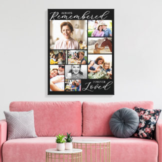 Black Always Remembered Forever Loved 9 Photos Canvas Print