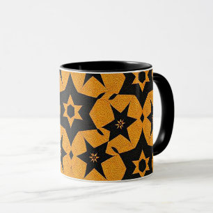 Black & amber abstract geometric pattern 1287 mug