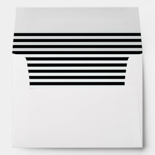 Black amd White Stripe lined envelope with Rose