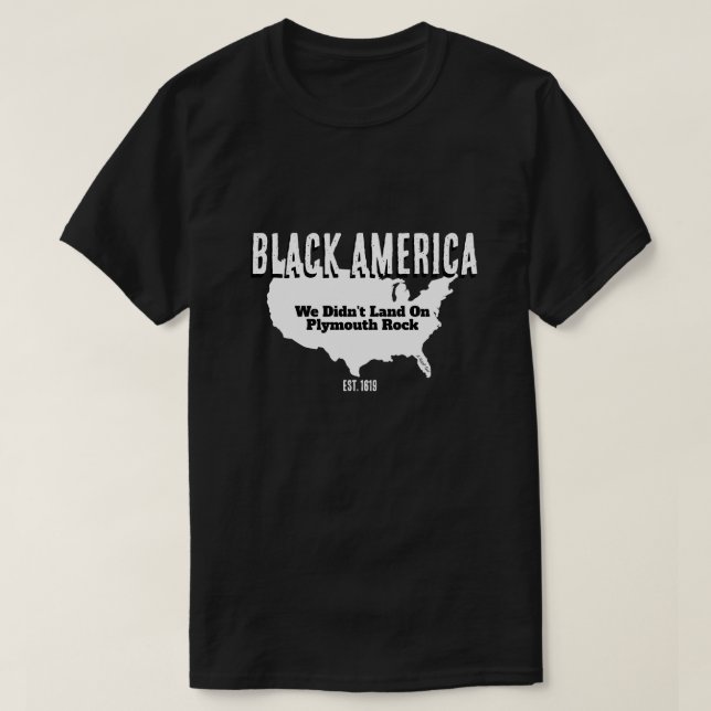Black America/Plymouth Rock (double sided)  T-Shirt (Design Front)