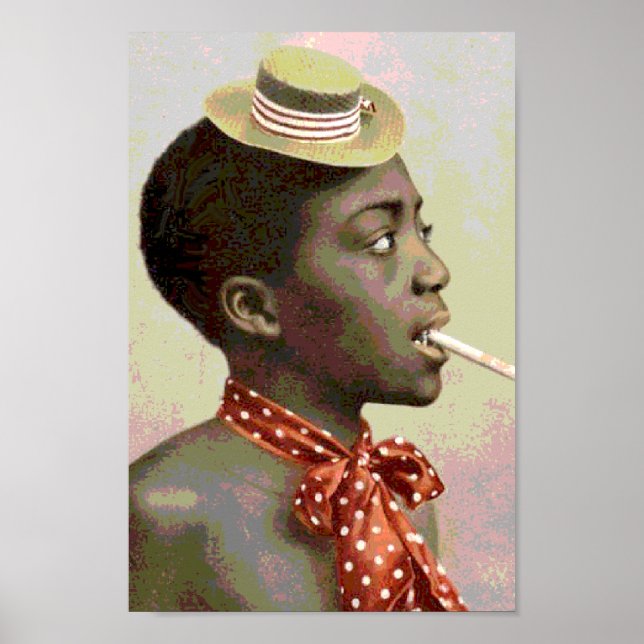 Black America Vintage Boy With Cigar Poster (Front)