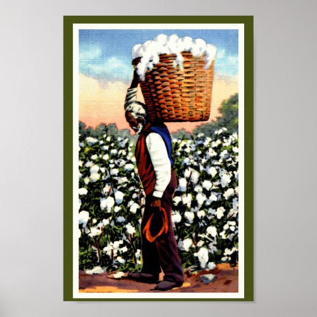 Black America Vintage Cotton Field Man Poster (Front)