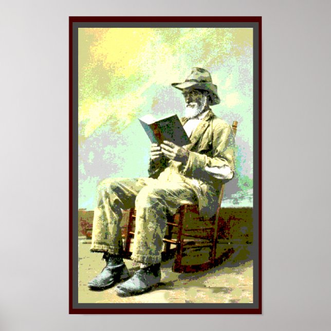 Black America Vintage Man Reading Book Poster (Front)