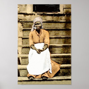 Black America Vintage Woman on Porch with Cigar Poster